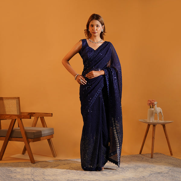 The Twilight Shimmer Georgette Saree