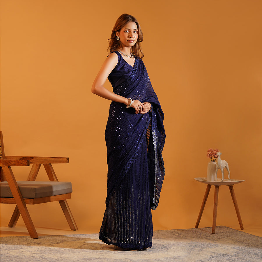 The Twilight Shimmer Georgette Saree