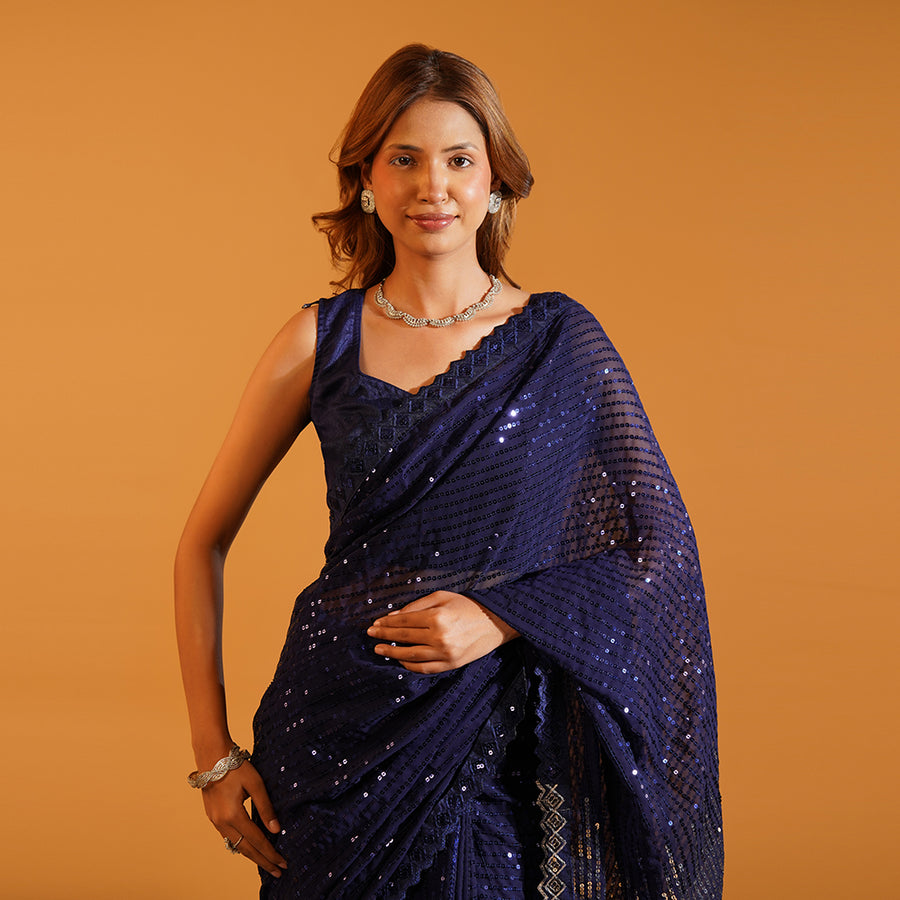 The Twilight Shimmer Georgette Saree