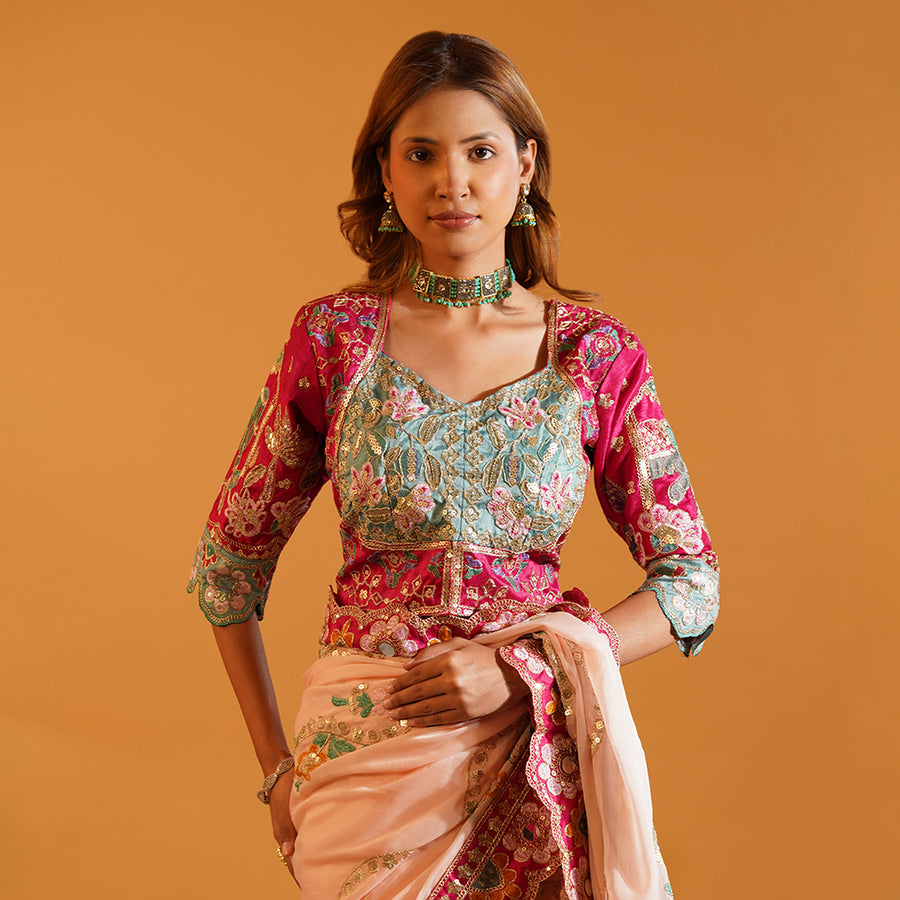 Pastel Blush Rangoli Silk Saree