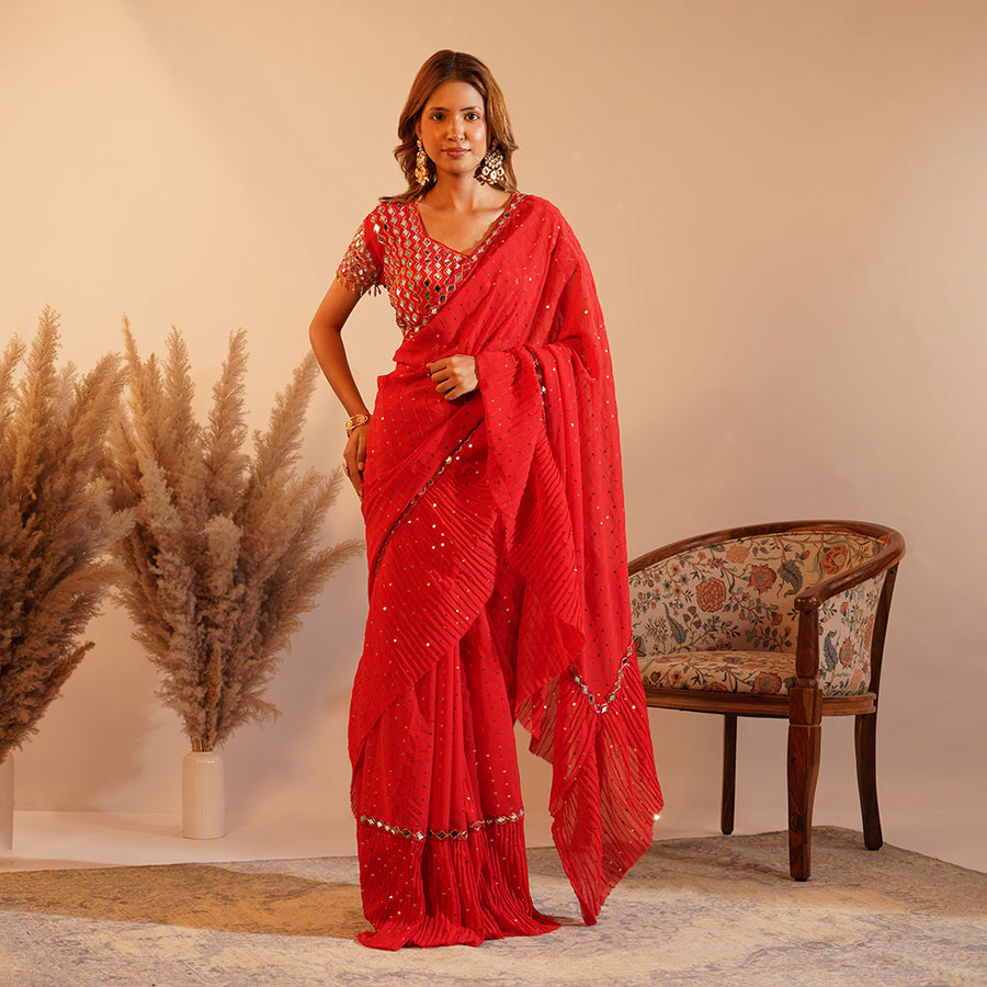 Rosette Mirror Elegance Saree