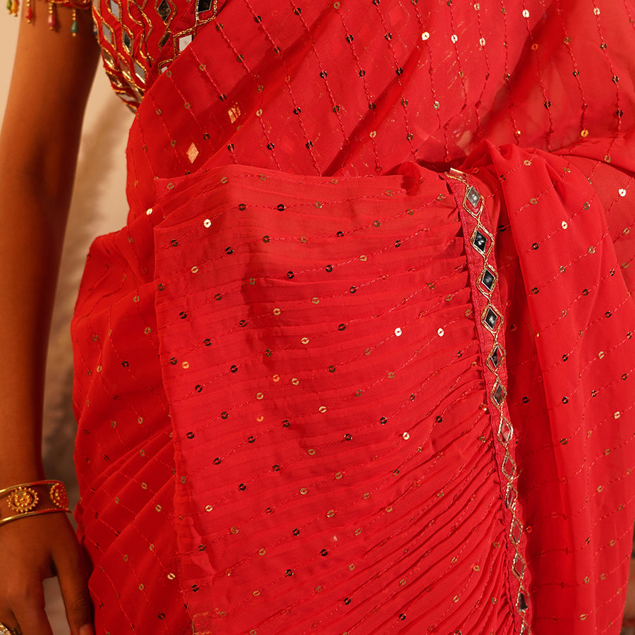 Rosette Mirror Elegance Saree