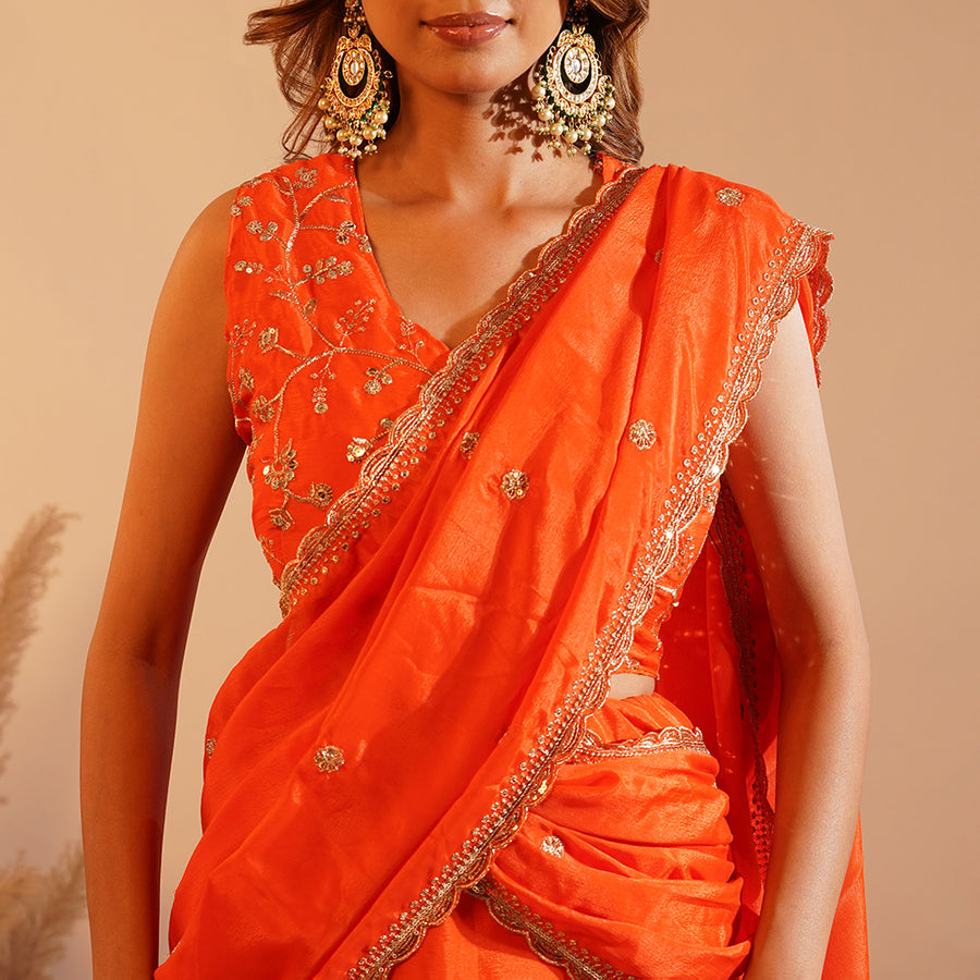 The Oh-So-Orange Pre-Draped Lehenga Saree