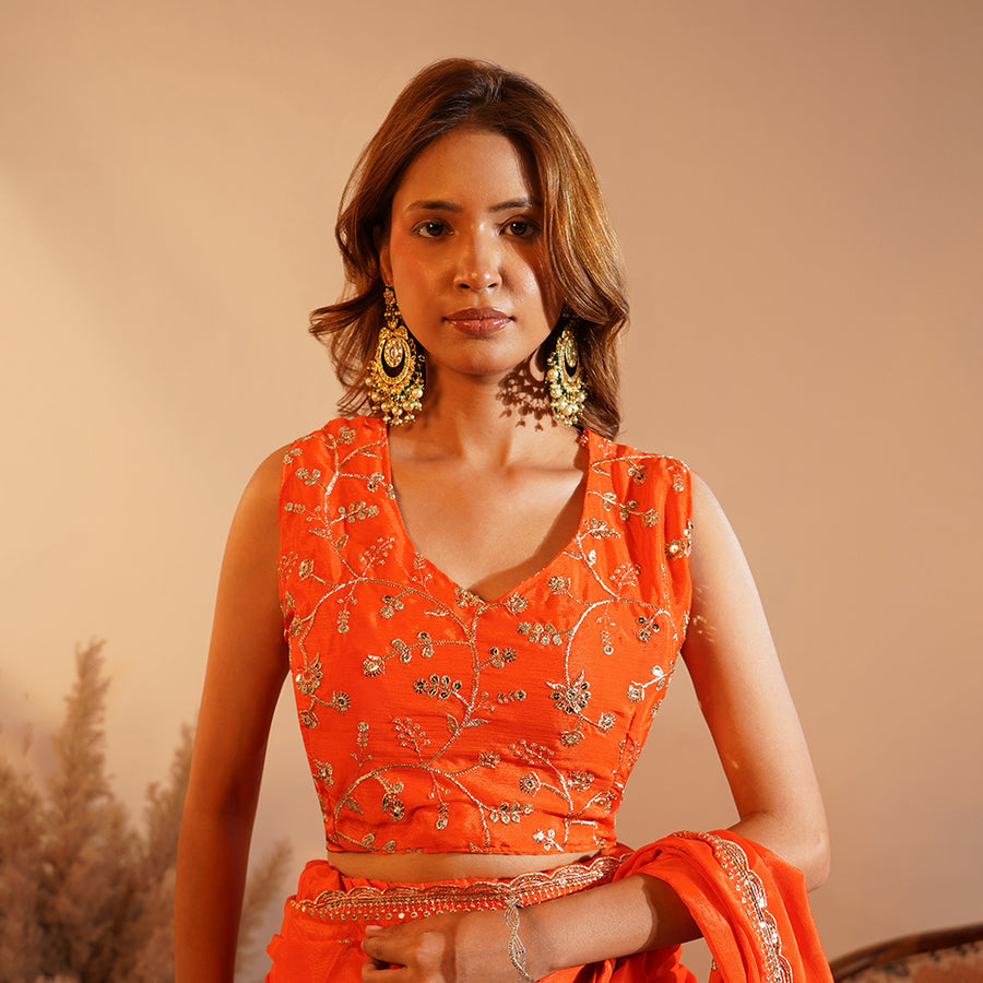 The Oh-So-Orange Pre-Draped Lehenga Saree