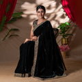Noor-e-Shaam - Velvet Saree with Antique Gold Work