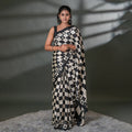 The Checkmate Charisma - Signature Japan Satin Saree