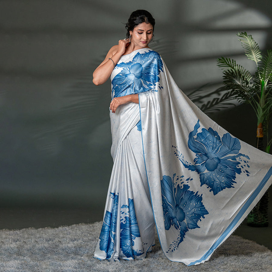 The Ethereal Bloom - Luxe Japan Satin Saree