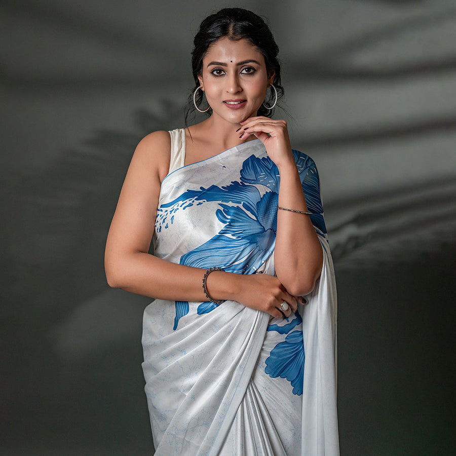 The Ethereal Bloom - Luxe Japan Satin Saree