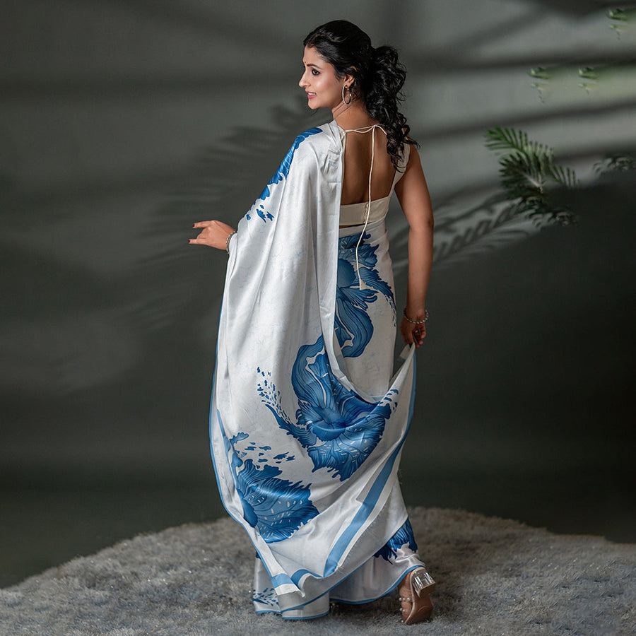 The Ethereal Bloom - Luxe Japan Satin Saree