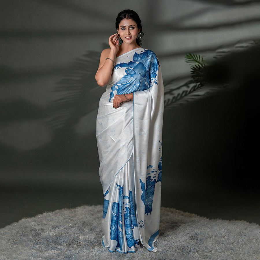 The Ethereal Bloom - Luxe Japan Satin Saree