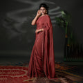The Glace Flora - Scalloped Satin Crush Saree