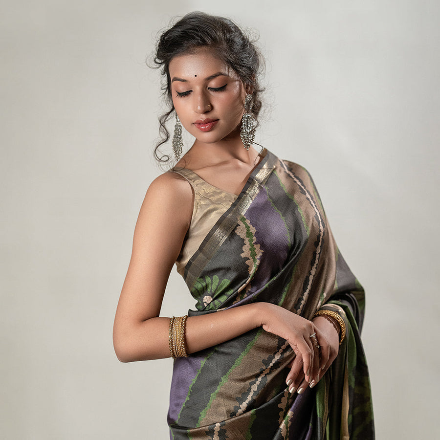 The Boho-Chic Batik - Soft Silk Fusion Saree