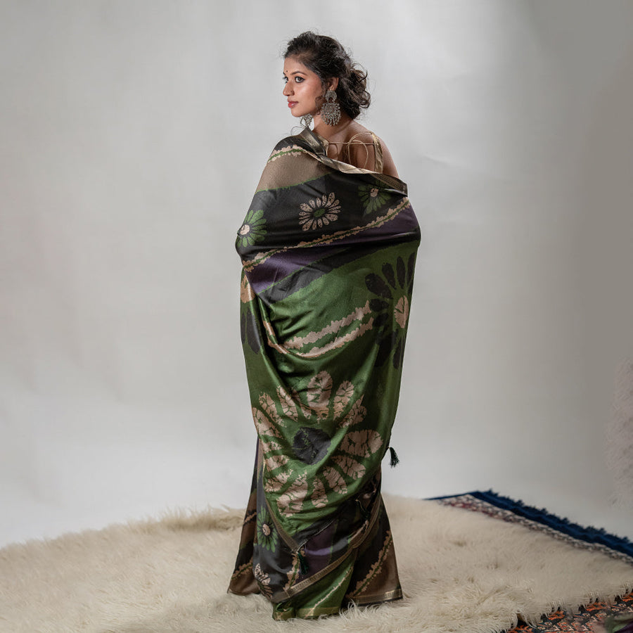 The Boho-Chic Batik - Soft Silk Fusion Saree