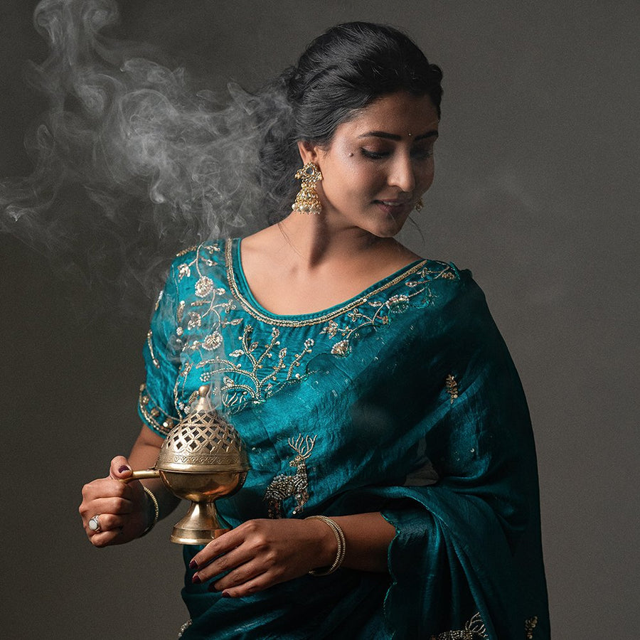 The Suvarna Mrig - Embellished Barasingha Space Silk Saree