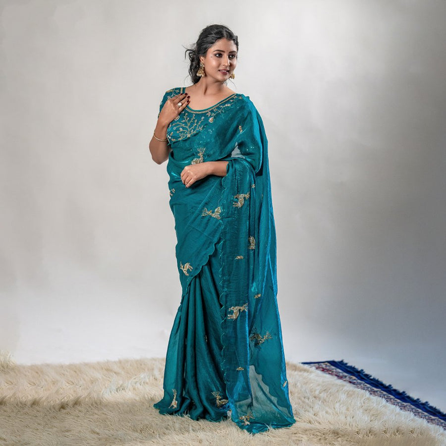 The Suvarna Mrig - Embellished Barasingha Space Silk Saree