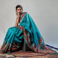 Cyan Chic - Digital Print Zarna Silk Drape