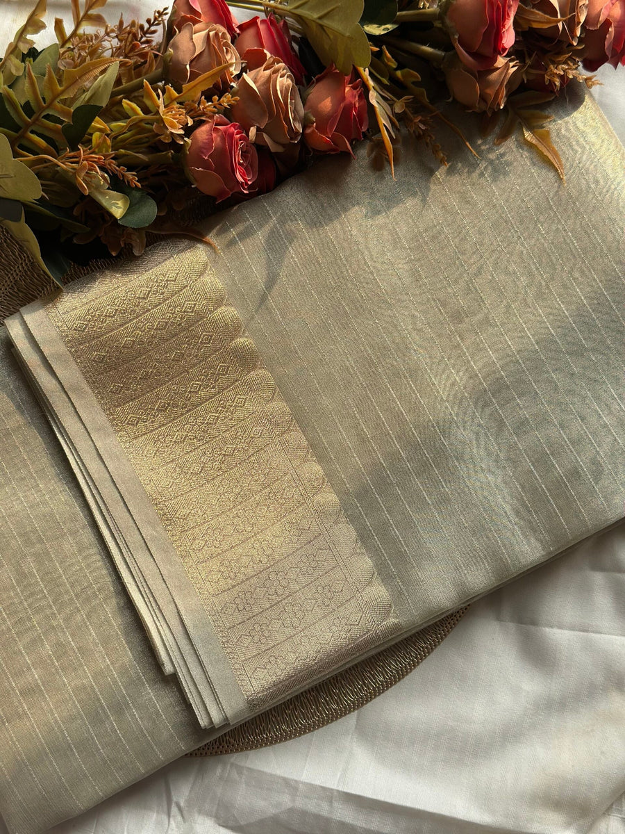 Sage &amp; Gold Chanderi Saree