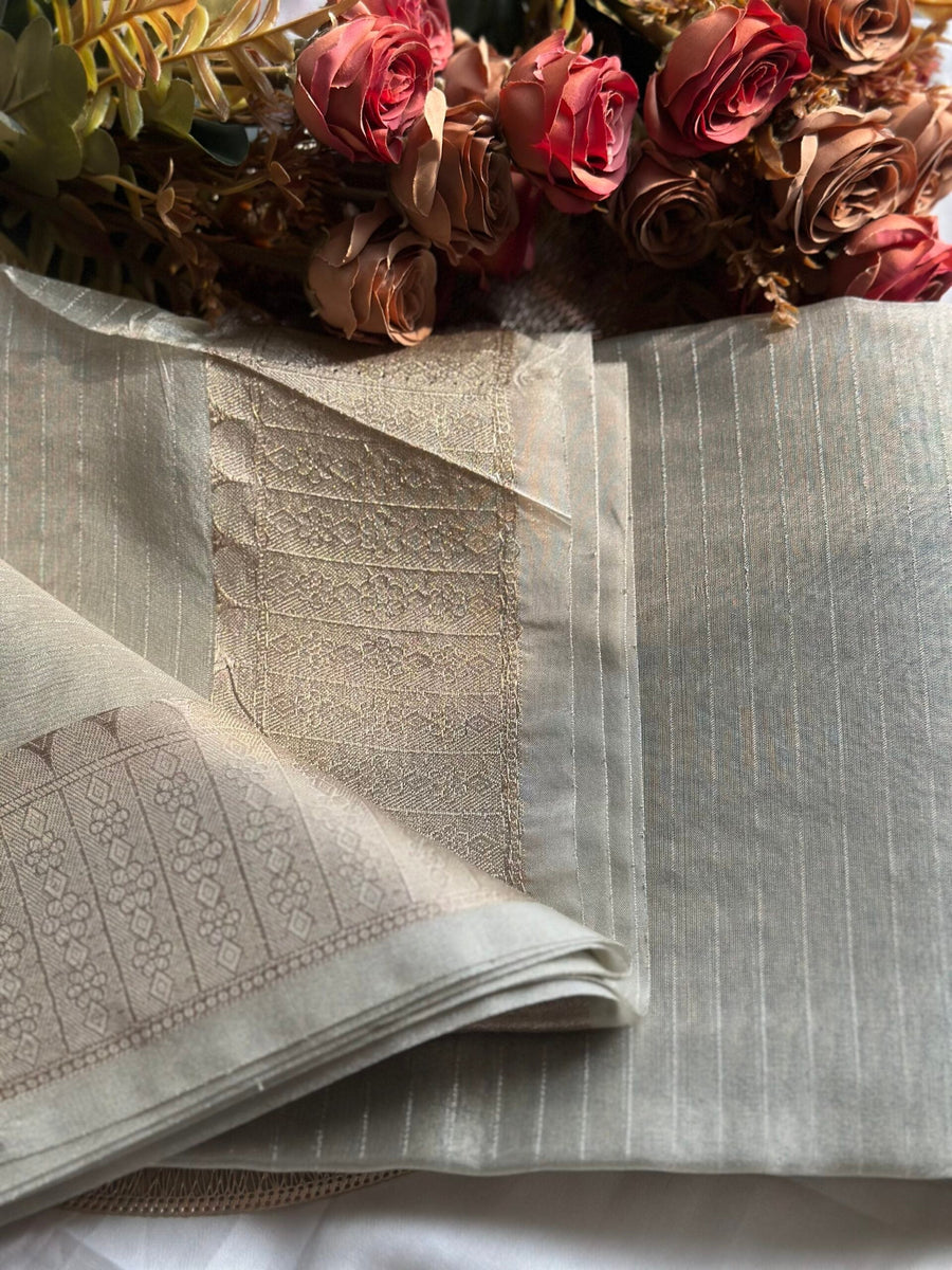 Sage &amp; Gold Chanderi Saree