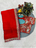 Crimson Heritage - Fandy Satin Silk Saree