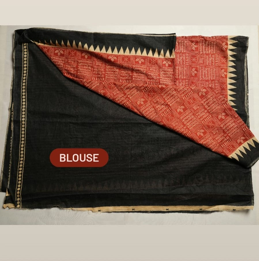 Mantra-Sutra - Artisan Block-Printed Cotton Saree