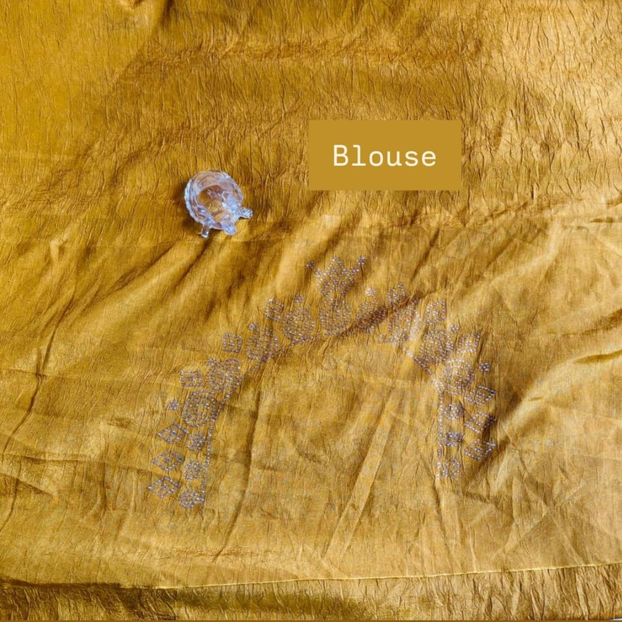 The Glace Flora - Scalloped Satin Crush Saree