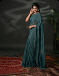The Glace Flora - Scalloped Satin Crush Saree