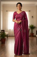 The Glace Flora - Scalloped Satin Crush Saree