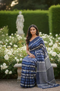 The Indigo Rhythm - Contemporary Dabu Printed Cotton Saree