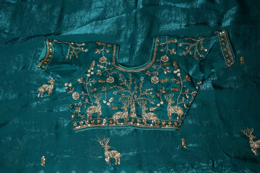 The Suvarna Mrig - Embellished Barasingha Space Silk Saree