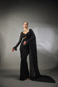 Starry Night - Georgette Saree with Zalar Attached in Pallu