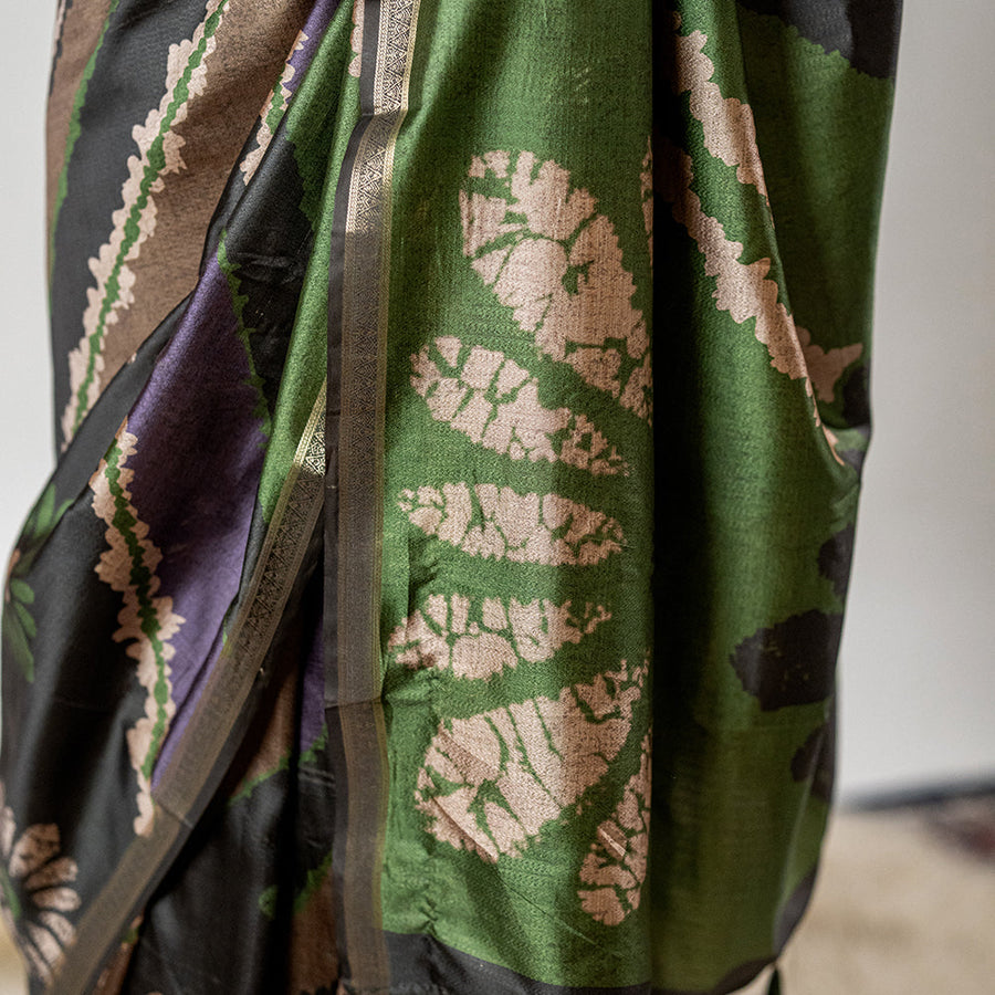 The Boho-Chic Batik - Soft Silk Fusion Saree