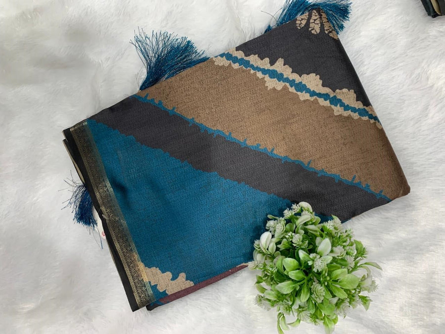 The Boho-Chic Batik - Soft Silk Fusion Saree